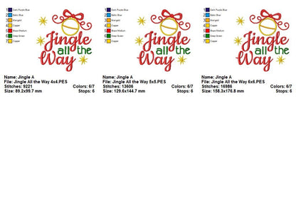 Jingle All The Way - Applique - Machine Embroidery Design