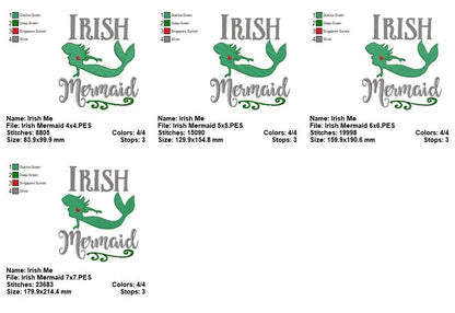 Irish Mermaid – Fill Stitch – Machine Embroidery Design