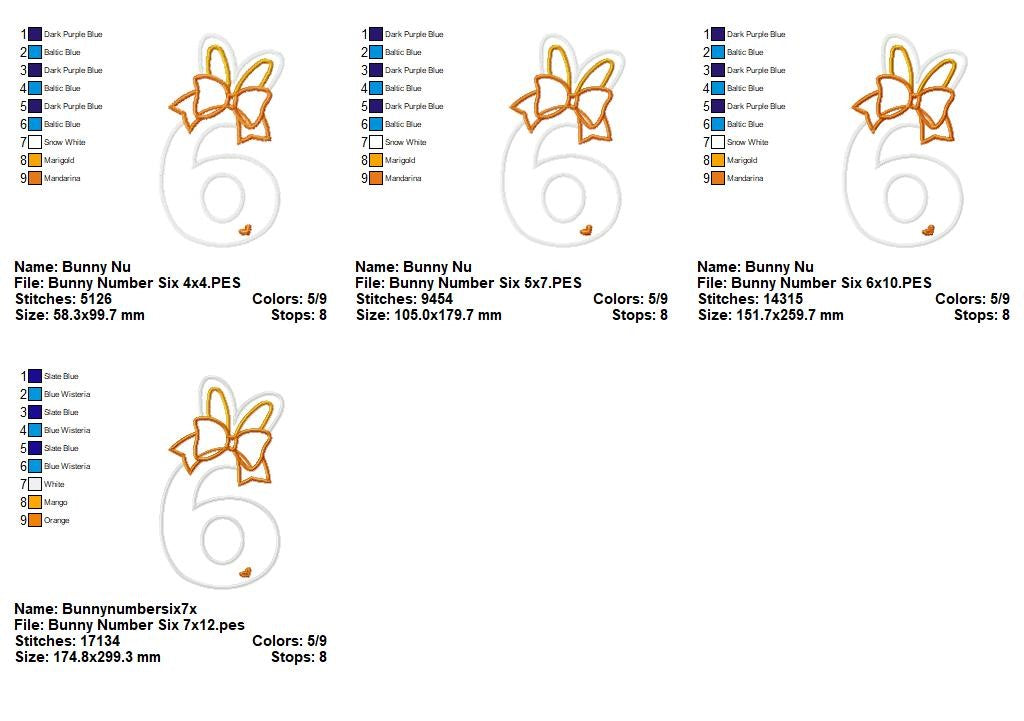Bunny Ears Numbers Collection – Applique – Machine Embroidery Design