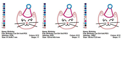 Birthday Kitty Collection – Applique – Machine Embroidery Design