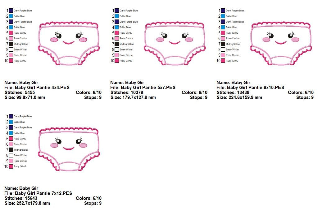 Little Giggles Underwear Duo - Appliqué - Machine Embroidery Design