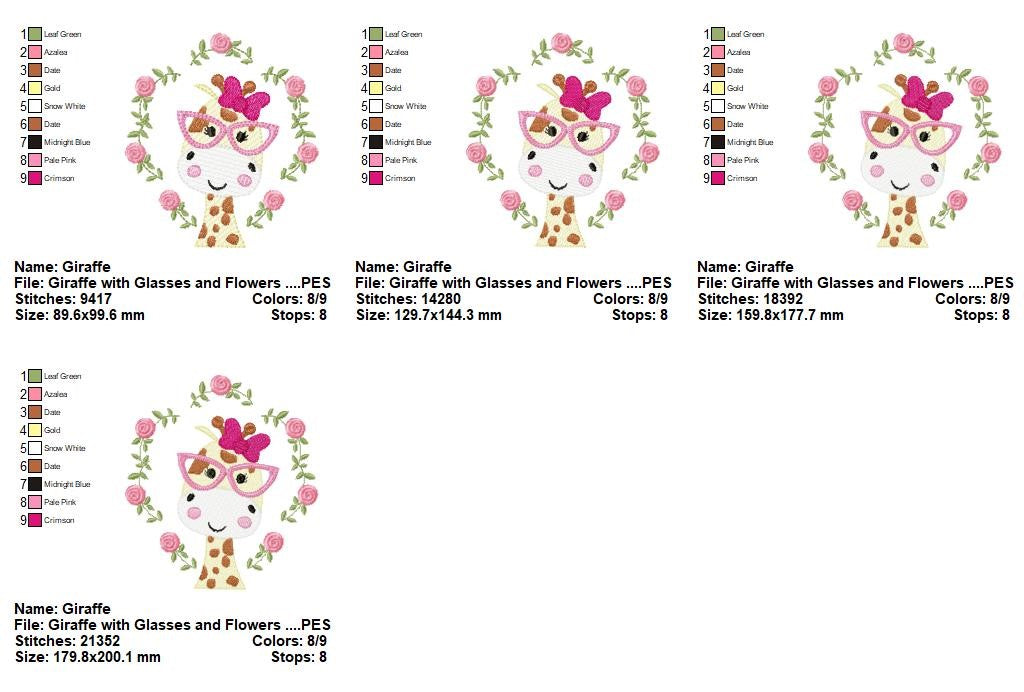 Fancy Giraffe Collection - Fill & Sketch Stitch - Machine Embroidery Design