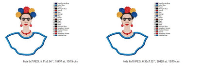 Frida Kahlo Portrait – Appliqué – Machine Embroidery Design