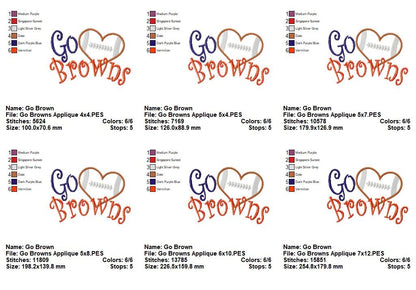 Go Browns – Appliqué – Machine Embroidery Design