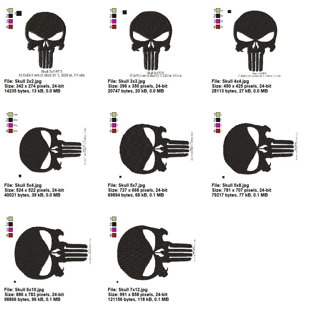 Tactical Skull - Fill Stitch - Machine Embroidery Design