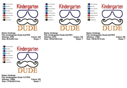 Kindergarten Dude - Appliqué - Machine Embroidery Design