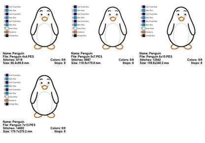 Cute Penguin - Appliqué – Machine Embroidery Design