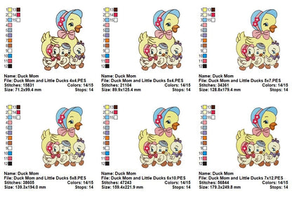Sweet Mama Duck & Ducklings - Fill Stitch - Machine Embroidery Design