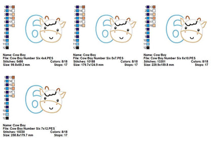 Moo-tiful Birthday Numbers 1-11 - Appliqué - Machine Embroidery Design