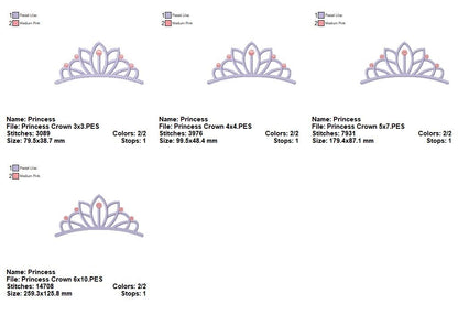 Princess Crown – Satin Stitch – Machine Embroidery Design