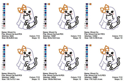🎀 Ghost with Cat - Applique - Machine Embroidery Design 👻🐈