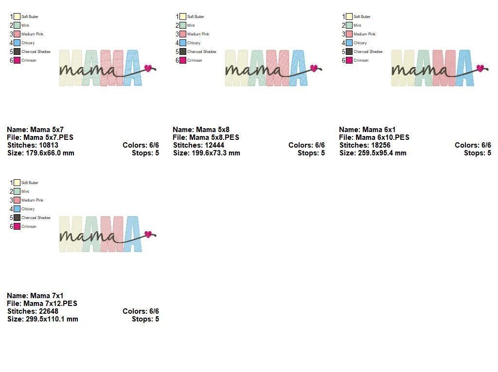 Mama - Sketch Stitch - Machine Embroidery Design