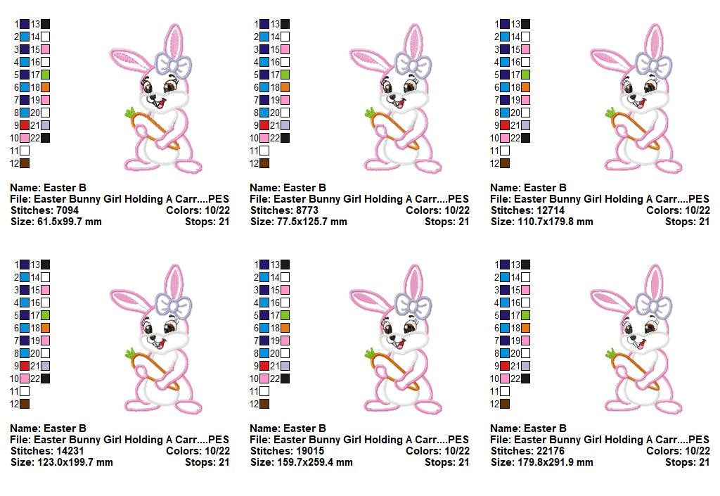 Easter Bunny Girl Holding - Appliqué – Machine Embroidery Design