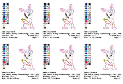 Easter Bunny Girl Holding - Appliqué – Machine Embroidery Design