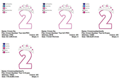 Princess Crown Number Two - Appliqué - Machine Embroidery Design