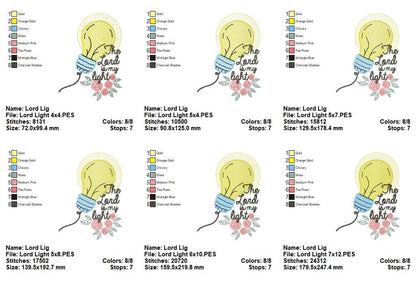 The Lord is my Light - Fill Stitch - Machine Embroidery Design