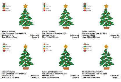Whimsical Christmas Tree - Fill Stitch - Machine Embroidery Design