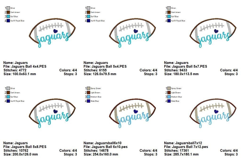 Jaguars Football Script – Satin Stitch – Machine Embroidery Design