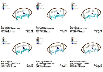 Jaguars Football Script – Satin Stitch – Machine Embroidery Design