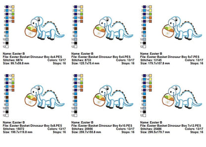 Easter Dinosaur with Basket - Appliqué – Machine Embroidery Design