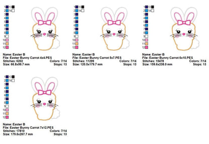 Sweet Bunny Carrot - Appliqué - Machine Embroidery Design