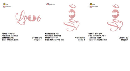 Love Baby Feet – Fill Stitch – Machine Embroidery Design