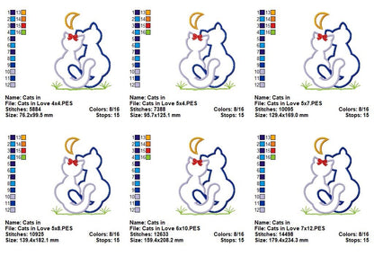 Cats in Love - Appliqué - Machine Embroidery Design