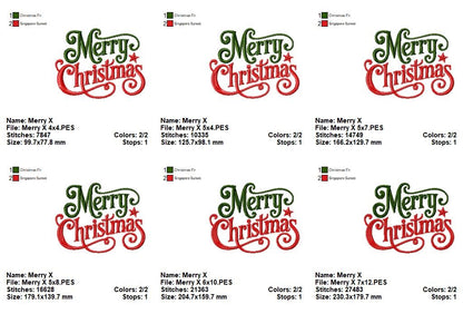 Holiday Merry Christmas Lettering Set – Satin Stitch – Machine Embroidery Design