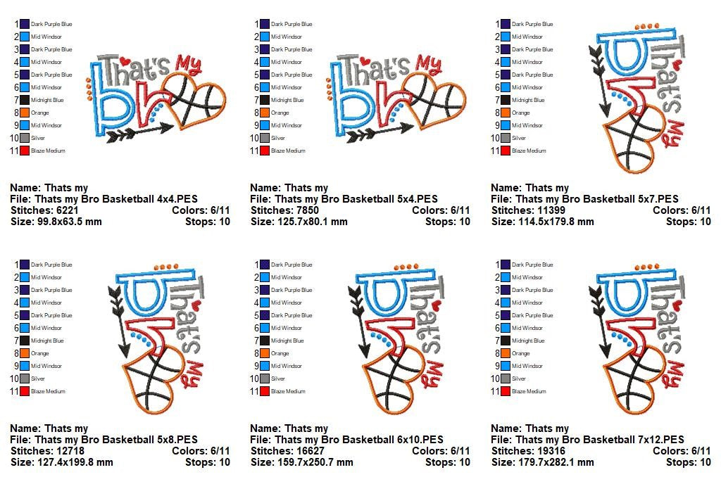 That’s My Bro Basketball - Appliqué – Machine Embroidery Design