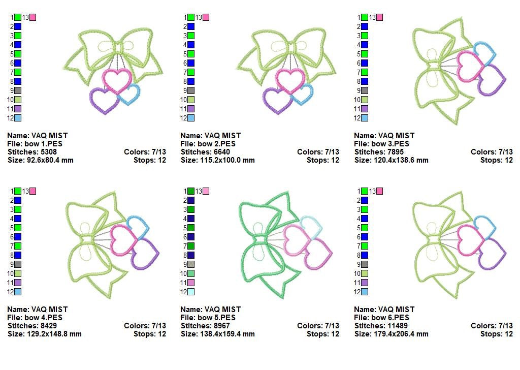Sweet Bow with Hearts – Appliqué – Machine Embroidery Design