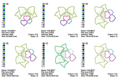 Sweet Bow with Hearts – Appliqué – Machine Embroidery Design