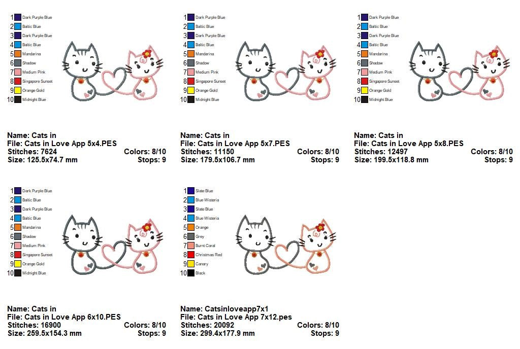 Cats in Love – Appliqué – Machine Embroidery Design