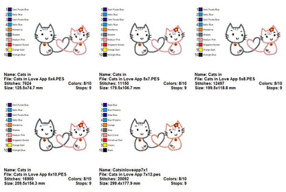 Cats in Love – Appliqué – Machine Embroidery Design