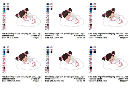 Sleeping Angel Girl - Appliqué - Machine Embroidery Design
