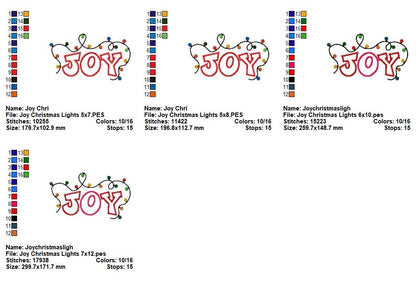Christmas Joy Lights - Appliqué - Machine Embroidery Design