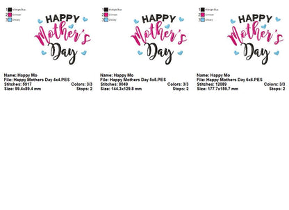 Happy Mother's Day - Satin Stitch - Machine Embroidery Design
