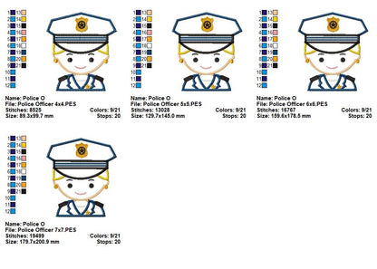 Police Officer Girl - Appliqué - Machine Embroidery Design