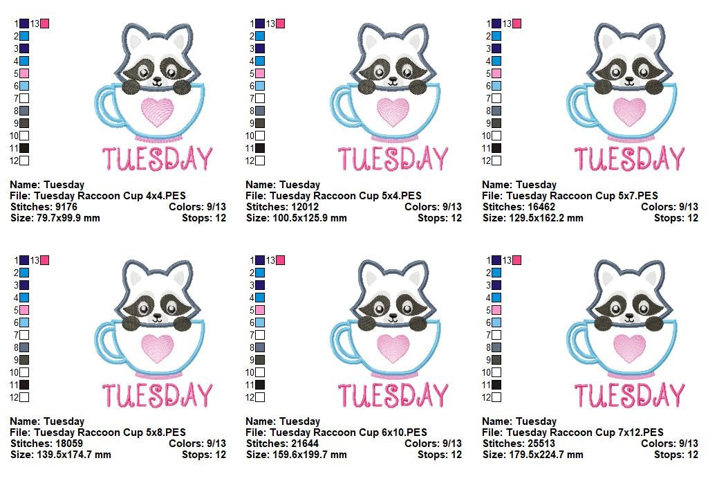 Cozy Cup Days of the Week Collection - Appliqué - Machine Embroidery Design