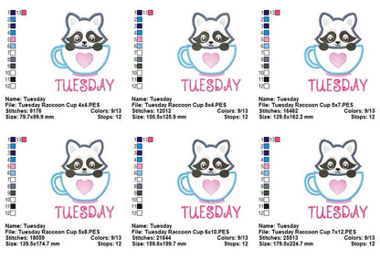 Cozy Cup Days of the Week Collection - Appliqué - Machine Embroidery Design