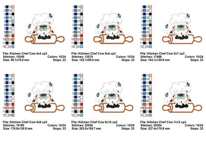 Sweet Kitchen Chef Cow - Applique - Machine Embroidery Design