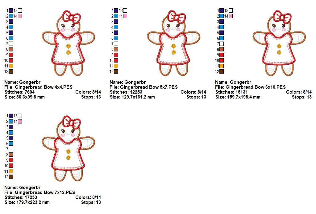 Gingerbread Sweetheart - Appliqué - Machine Embroidery Design