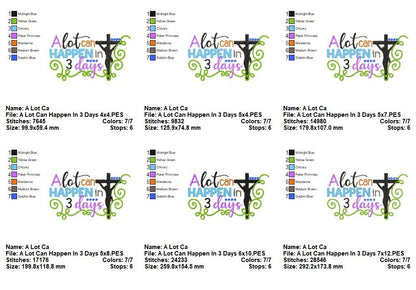 A Lot Can Happen in 3 Days - Fill Stitch – Machine Embroidery Design