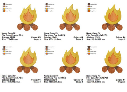 Cozy Campfire Flames – Fill Stitch – Machine Embroidery Design