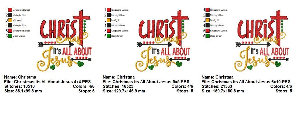 Christmas It’s All About Jesus – Fill Stitch – Machine Embroidery Design