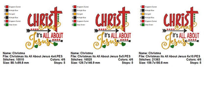 Christmas It’s All About Jesus – Fill Stitch – Machine Embroidery Design