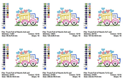 Sweet Heart Truck - Appliqué - Machine Embroidery Design
