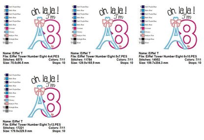 Eiffel Tower Number 8 – Appliqué – Machine Embroidery Design