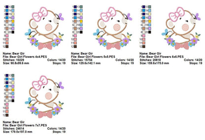 Butterfly Blossom Bear - Appliqué - Machine Embroidery Design