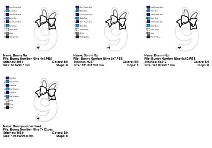 Bunny Ears Numbers Collection – Applique – Machine Embroidery Design