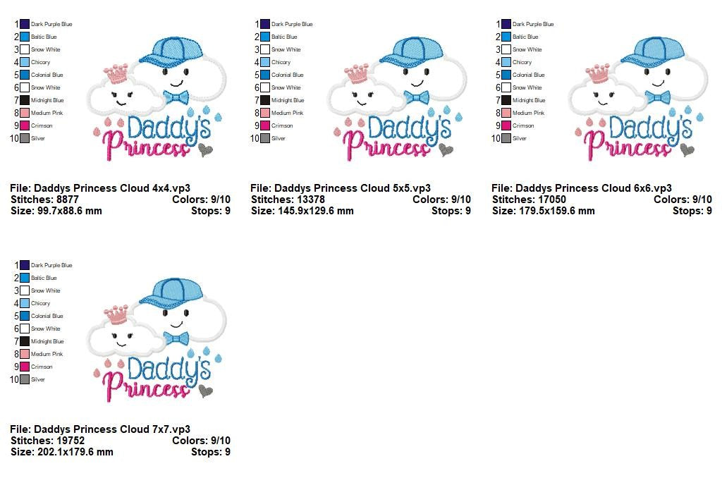 Daddy's Princess Cloud - Appliqué - Machine Embroidery Design